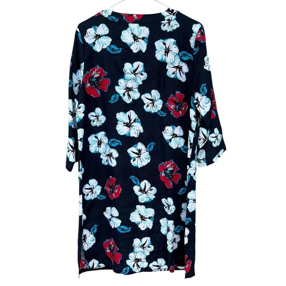 NWT Talbots 100% Linen Hibiscus Tunic Dress - Red White Blue - Size Medium - Picture 8 of 13